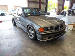 1992 BMW 325i inside the shop at Eurospec Autowerks.