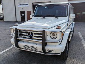 Mercedes G550 parked outside of Eurospec Autowerks.