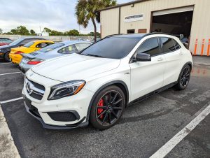 Mercedes GLA45 AMG parked outside Eurospec Autowerks.