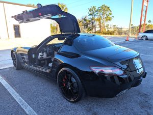 Mercedes SLS AMG parked outside of Eurospec Autowerks.