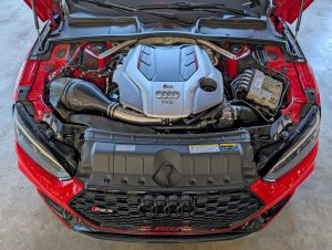 Engine bay photo of an Audi RS5 Quattro