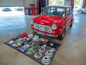 Mini Classic with parts waiting to be installed.