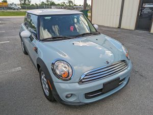 Mini Cooper R56 parked in front of Eurospec Autowerks.